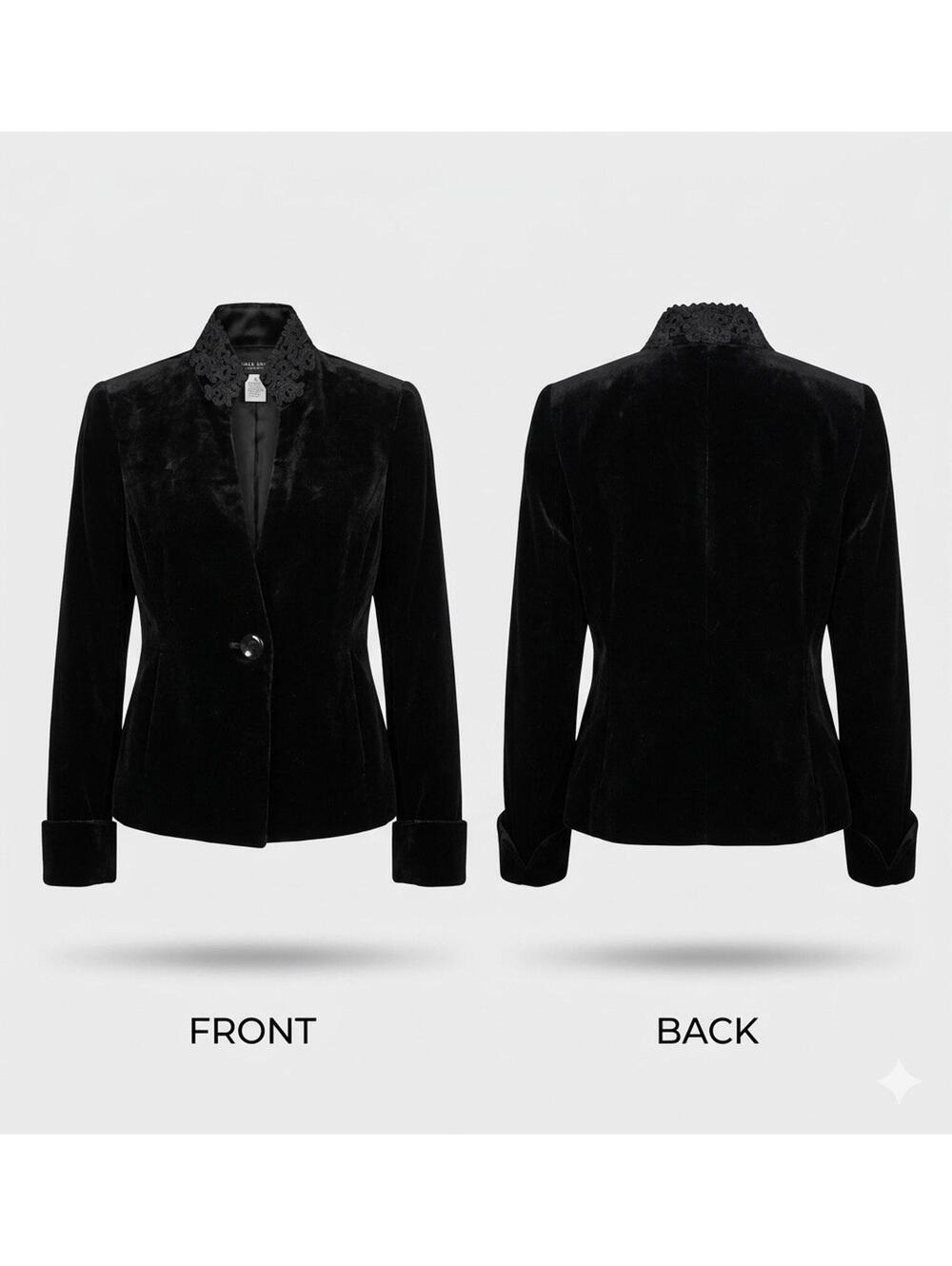 🖤 Vintage Jones New York Velvet Embroidered Collar Blazer Petite 4P 8865-19 🖤